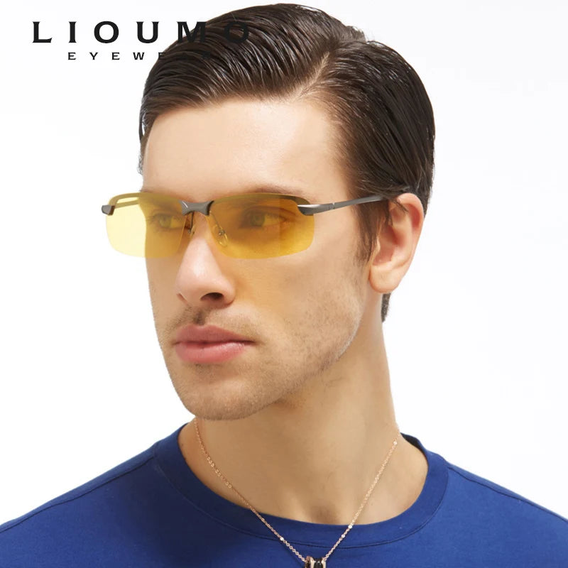 Randlose Nachtsichtbrille für Autofahrer von LIOUMO, polarisierte Sonnenbrille, UV400
