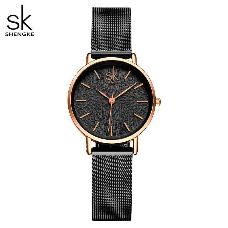 SK Super Slim Splitter Mesh EdelstahSK Super Armbanduhr mit Slim Splitter Mesh Edelstahl Armband Uhr für Frauen