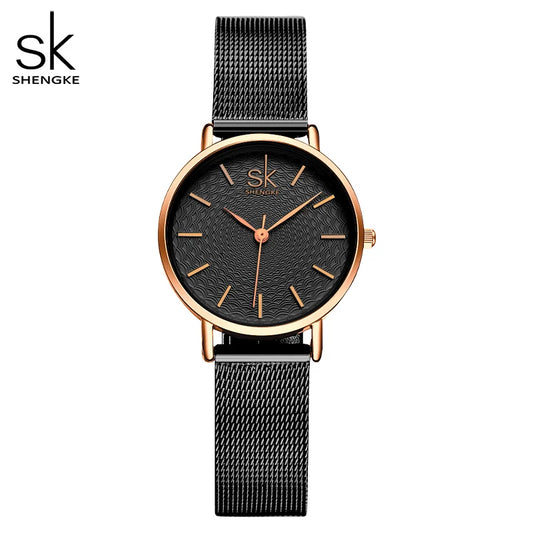 SK Super Slim Splitter Mesh EdelstahSK Super Armbanduhr mit Slim Splitter Mesh Edelstahl Armband Uhr für Frauen