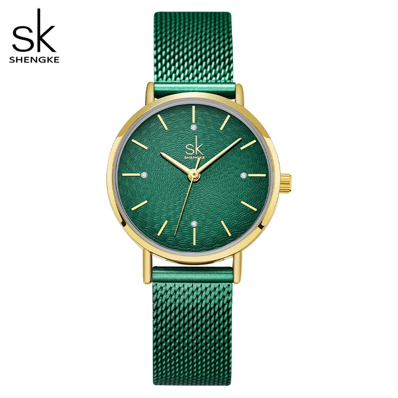 SK Super Slim Splitter Mesh EdelstahSK Super Armbanduhr mit Slim Splitter Mesh Edelstahl Armband Uhr für Frauen