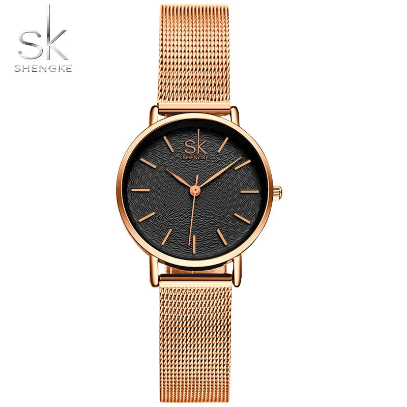 SK Super Slim Splitter Mesh EdelstahSK Super Armbanduhr mit Slim Splitter Mesh Edelstahl Armband Uhr für Frauen