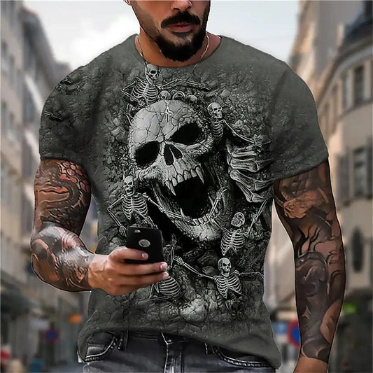 Lässiges T-Shirt im Gothic Style mit coolem Motiv S48TX9034 / 4XL