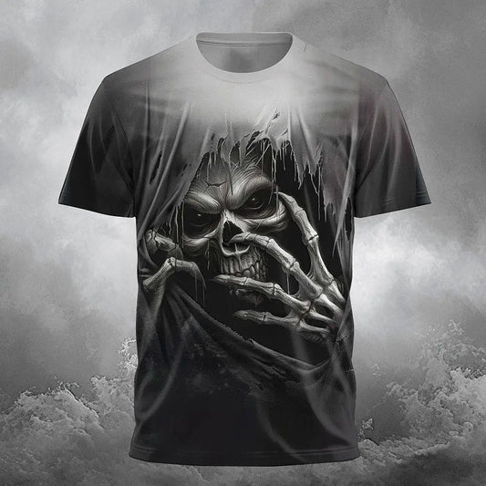 Männer T-Shirt Schädel Druck Casual Rundhals T Kurzarm Tops Sommer Gothic Trend Mode