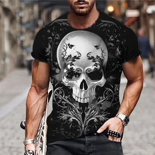 Lässiges T-Shirt im Gothic Style mit coolem Motiv S48TX9040 / 4XL
