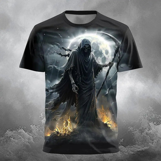 Männer T-Shirt Schädel Druck Casual Rundhals T Kurzarm Tops Sommer Gothic Trend Mode
