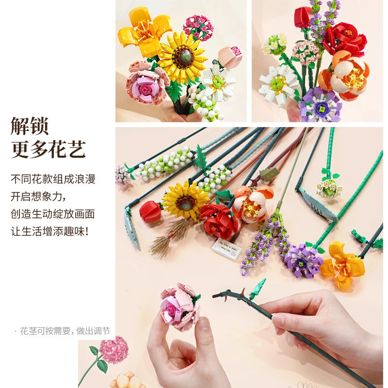 Romantic-Flowers Bausteine, verschiedene Varianten