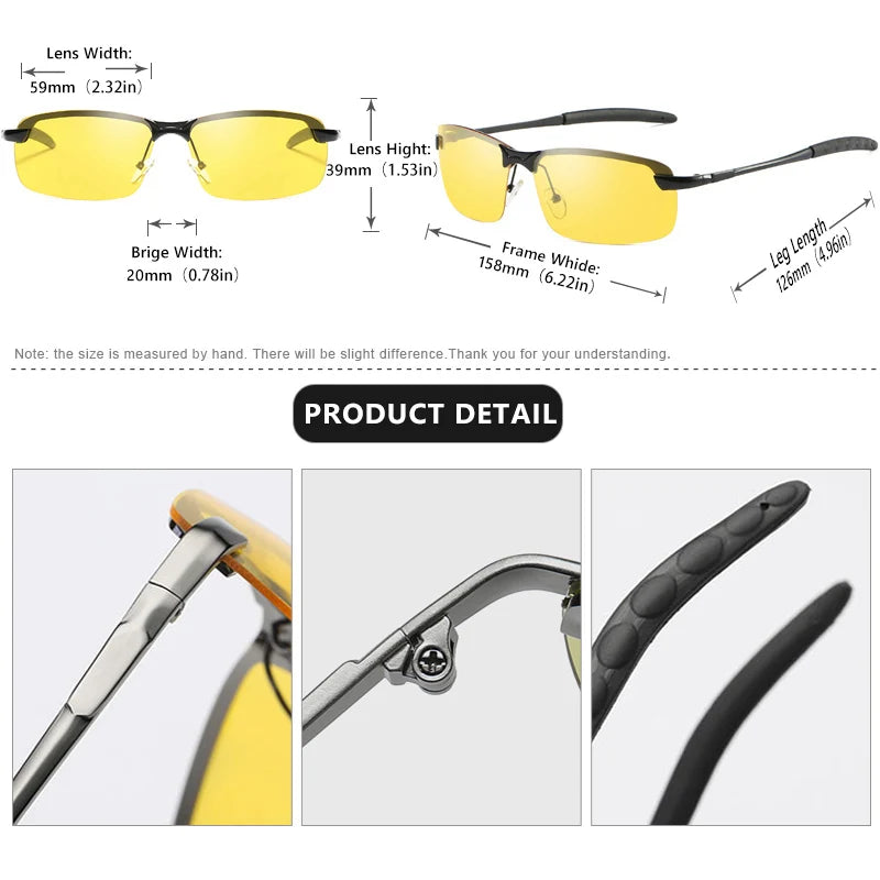 Randlose Nachtsichtbrille für Autofahrer von LIOUMO, polarisierte Sonnenbrille, UV400