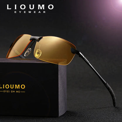 Randlose Nachtsichtbrille für Autofahrer von LIOUMO, polarisierte Sonnenbrille, UV400