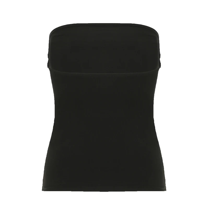 Trägerloses Top mit Gothic Print schwarz Sommer Trend