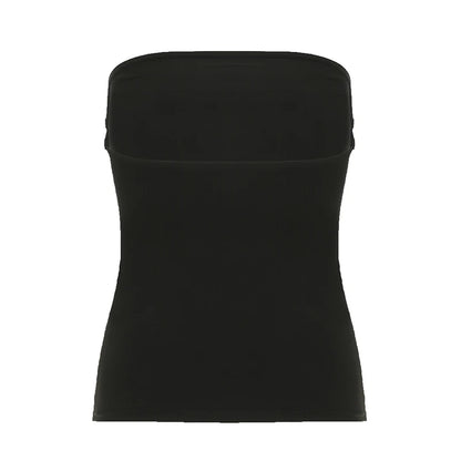 Trägerloses Top mit Gothic Print schwarz Sommer Trend