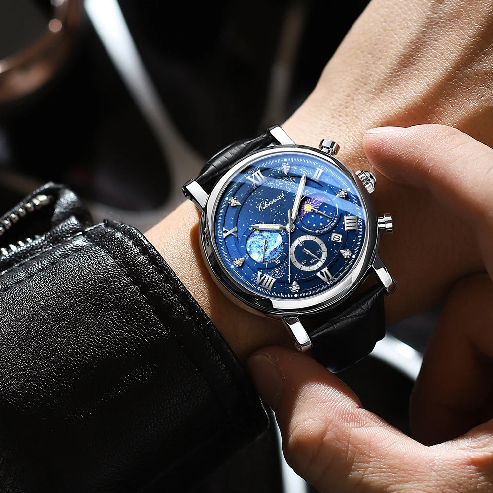 CHENXI modische und stilvolle Armbanduhr Für Männer Quarz Lederband Zifferblatt römisch