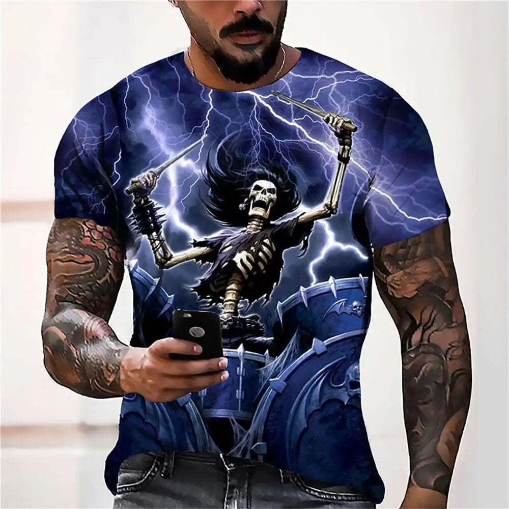 Lässiges T-Shirt im Gothic Style mit coolem Motiv S48TX9019 / 4XL