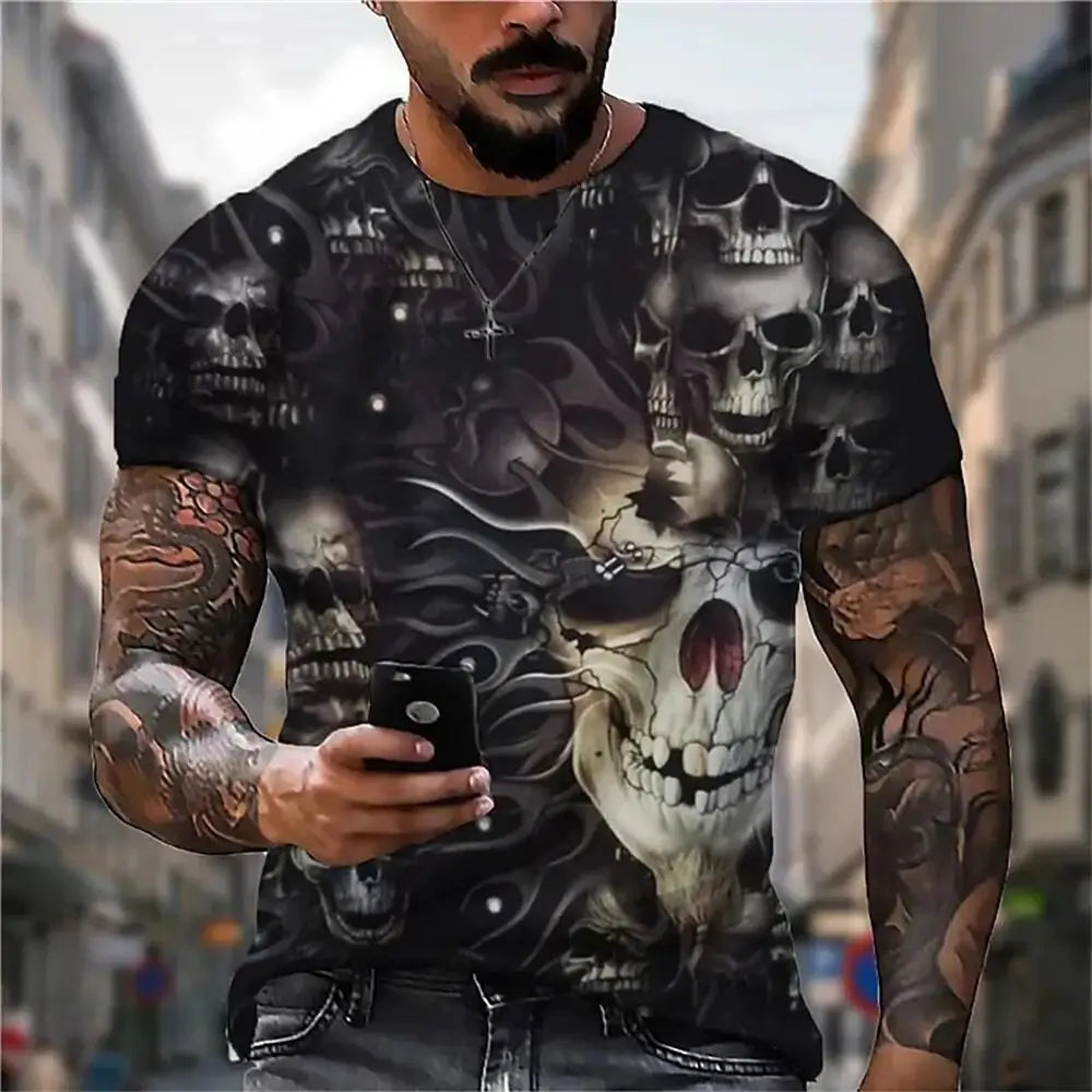 Lässiges T-Shirt im Gothic Style mit coolem Motiv S48TX9018 / 4XL